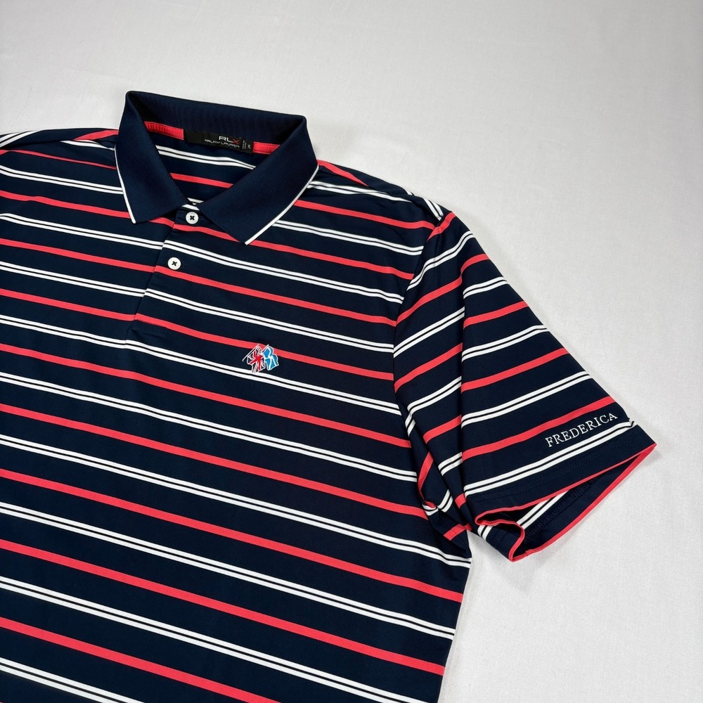 RLX Ralph Lauren‎ Shirt Mens XL Blue Striped Frederica Golf Performance